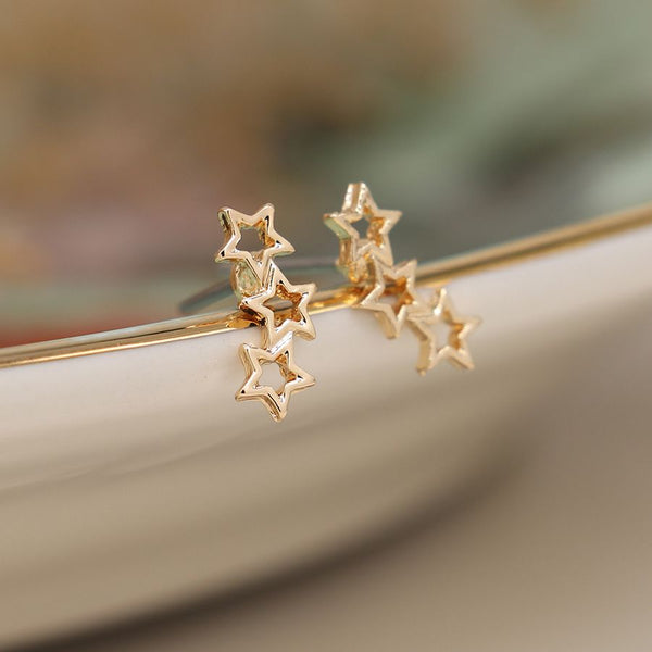 Golden Triangle and Triple Star Earring Duo