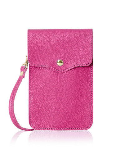 Phone Leather Bag - Fuchsia Pink