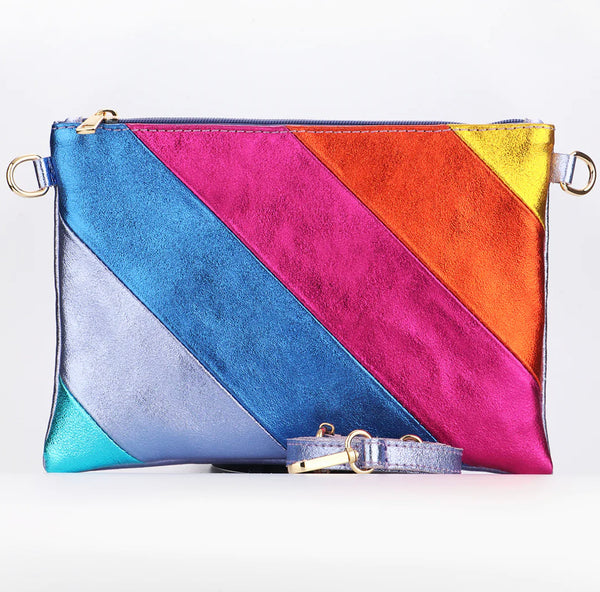 Leather Rainbow Clutch Bag with Cuff (Collab with Rick That Biscuit ) - Lilac
