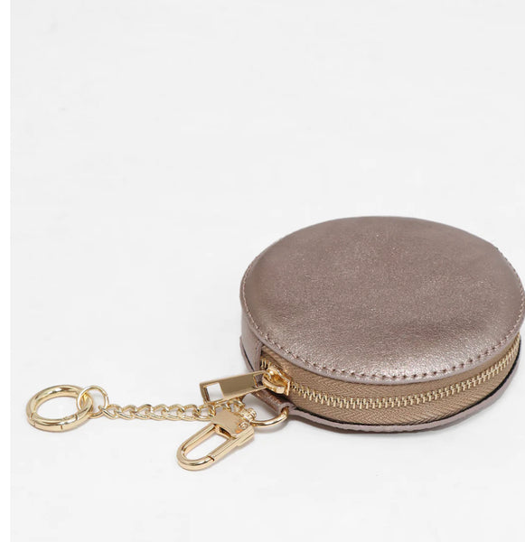 Leather Round Coin Purse - Champagne