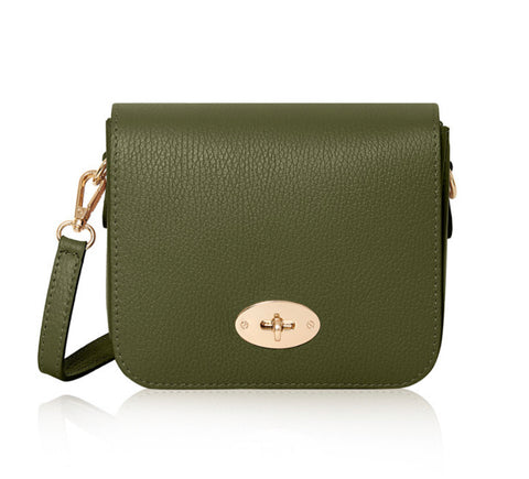 Esme Leather Box Bag - Olive Green