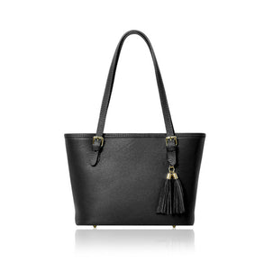 Small Leather Tote Bag - Black
