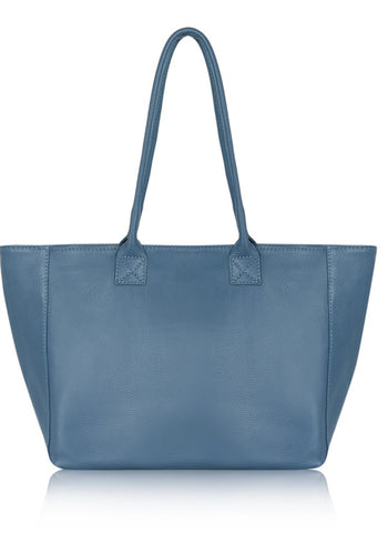 Leather Tote Bag - Denim Blue