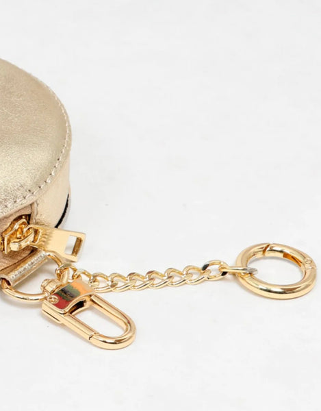 Leather Round Coin Purse - Gold