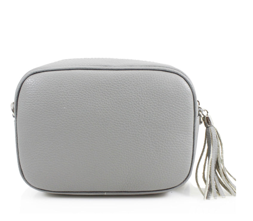 Lila Leather Cross Body Bag - Light Grey – Tarelle