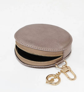 Leather Round Coin Purse - Champagne