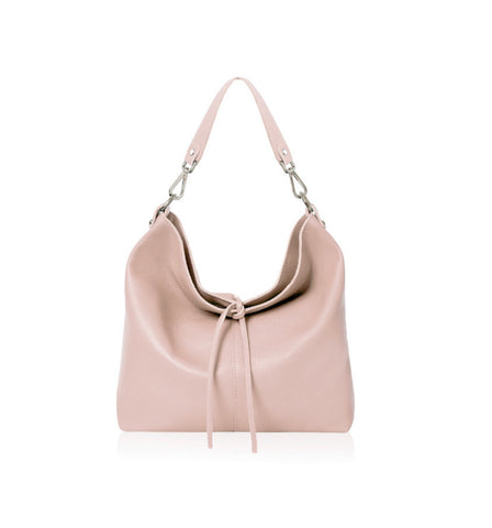 Leather Slouch Tote Bag - Smoke Rose