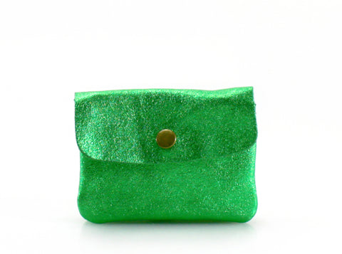 Small Leather Purse - Metallic Green