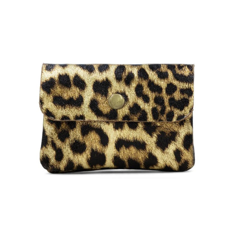 Small Leather Metallic Animal Print Purse- Gold