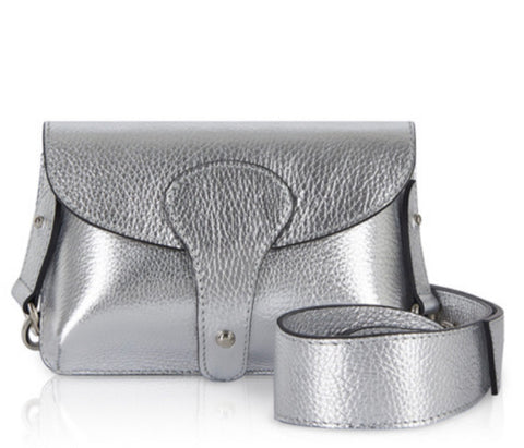 Bria Leather Crossbody Bag -  Silver