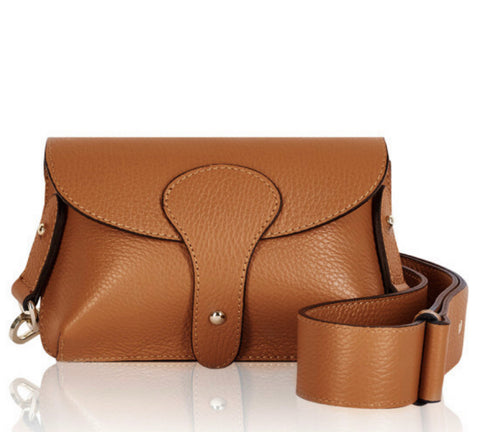 Bria Leather Crossbody Bag -  Tan