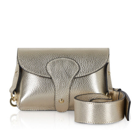 Bria Leather Crossbody Bag -  Gold