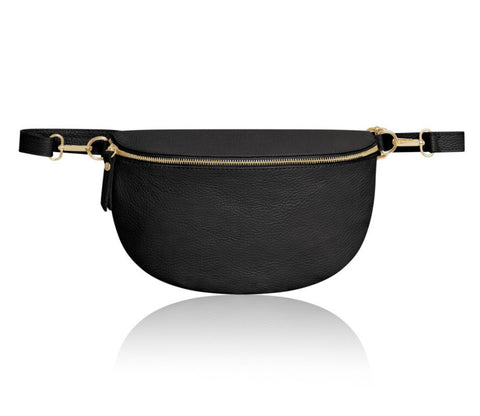 Large Inga Leather Belt Bag  - Black (Sample)