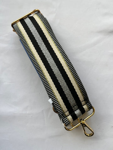 Glitter Stripe Bag Strap - Black / Gunmetal