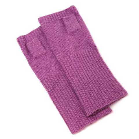 Knitted Wrist Warmers - Mauve Pink