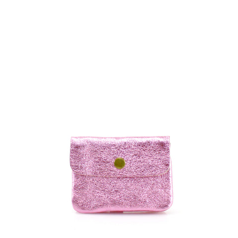 Small Leather Purse - Metallic Pale Pink