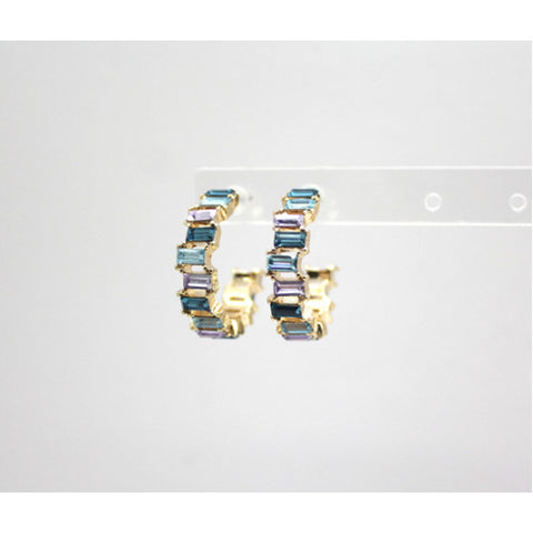 Coloured Stone Earrings - Blue