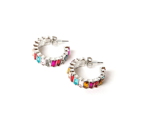 Coloured Stone Earrings - Silver