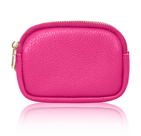 Leather Coin Bag / Purse -  Fuchsia Pink