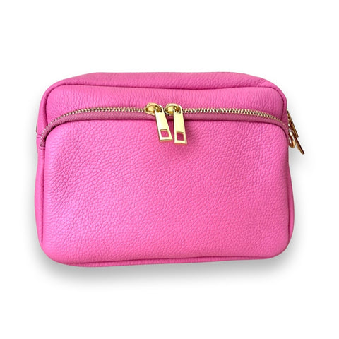 Daisy Leather Cross Body Bag -  Candy Pink