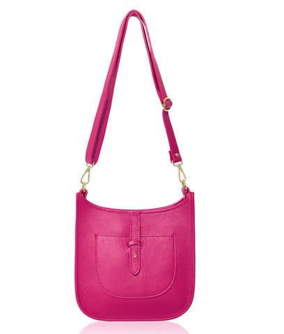 Messenger Leather Bag -  Fuchsia Pink