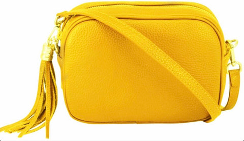 Lila Leather Cross Body Bag -  Yellow