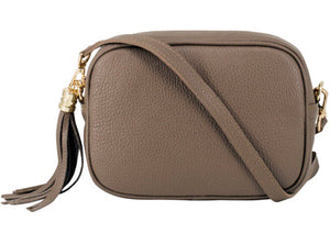 Lila Leather Cross Body Bag - Taupe