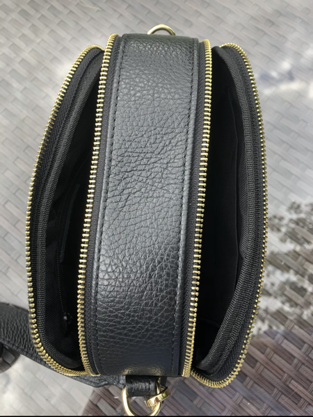 Zara Leather Crossbody Bag -  Black