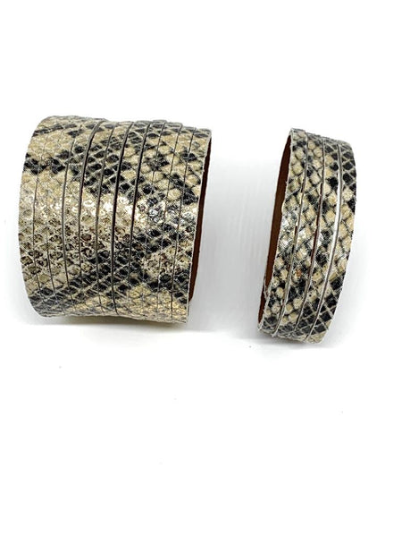 Wide Leather Cuff -  Snakeprint