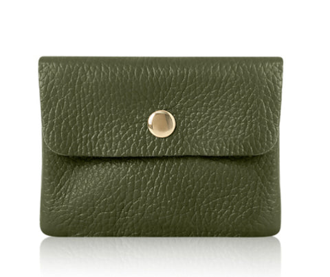 Small Leather Purse - Olive Green