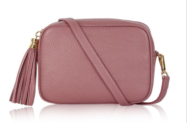 Lila Leather Cross Body Bag - Dusty Pink
