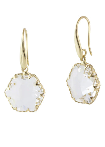 Camilla Crystal Hexagon Earrings - Gold