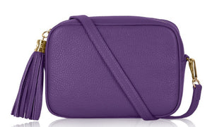 Lila Leather Cross Body Bag - Purple