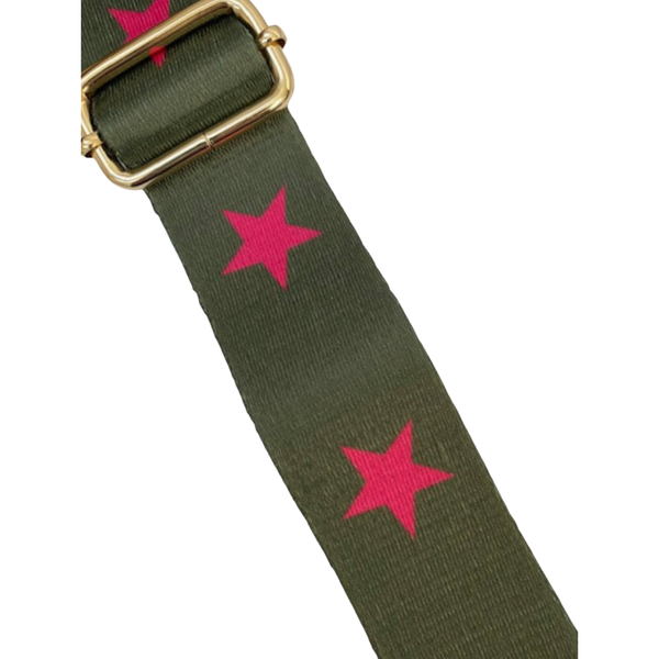 Pink Star Bag Strap - Khaki Green