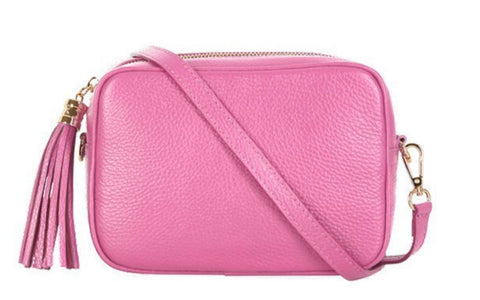 Lila Leather Cross Body Bag -  Candy Pink