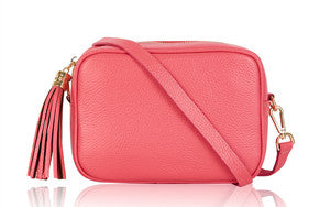 Lila Leather Cross Body Bag - Coral