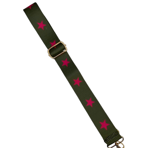 Pink Star Bag Strap - Khaki Green