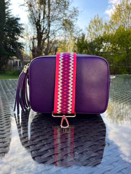 Lila Leather Cross Body Bag - Purple