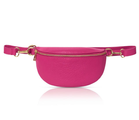 Inga Leather Belt Bag  - Fuchsia Pink