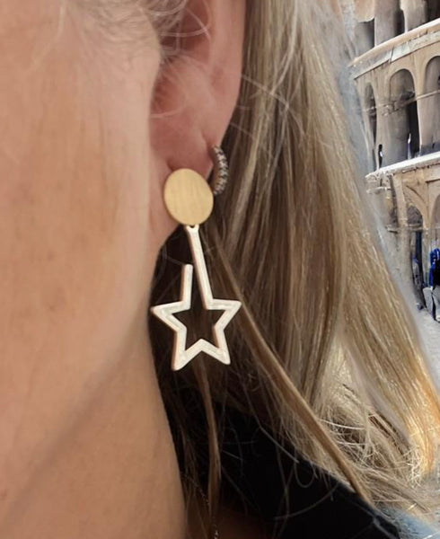 Ivy Two Tone Star Earrings - Silver