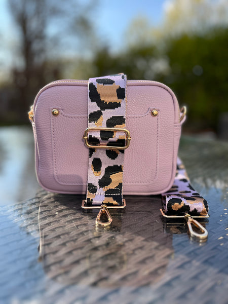 Lilac Leopard Print Bag Strap