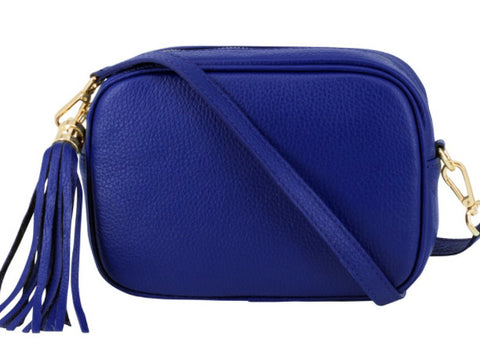 Lila Leather Cross Body Bag - Royal Blue