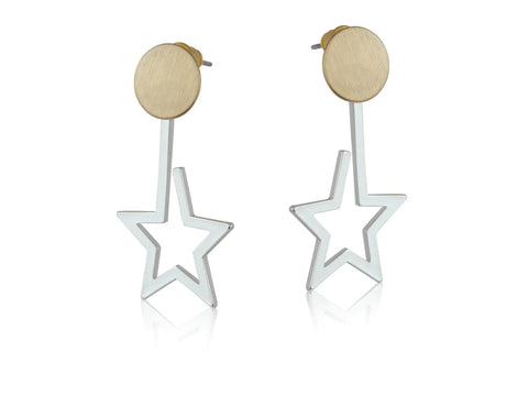 Ivy Two Tone Star Earrings - Silver